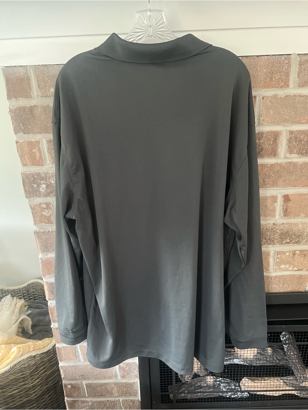 Nike Men's Long Sleeve Polo Shirt - Charcoal Gray - Picture 3 of 3